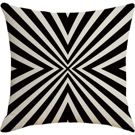 Housse De Coussin - Imprimé Noir Et Blanc - Résistante À L'Eau - Pour Coussin Hugging - 45 X 45 Cm - 1 Pièce (1/4)