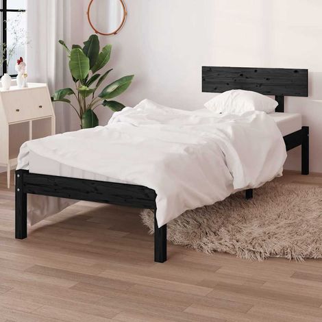 Estructura de cama sin colchón madera maciza negro 90x200 cm (1/5)