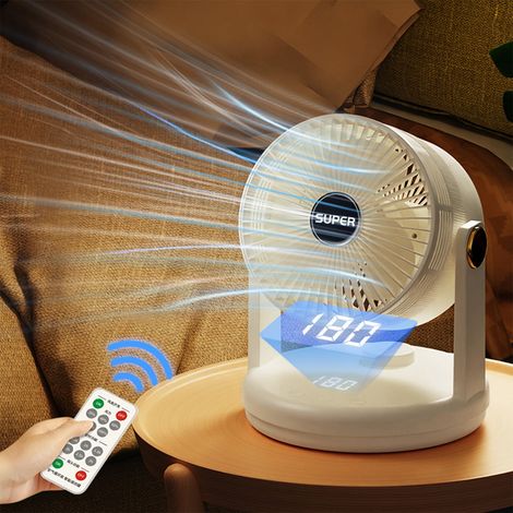 Ventilateur Circulateur - Oscillation Automatique - Inclinaison Réglable - 5 Vitesses - Minuterie 6 Heures - Écran LED - Alimentation USB - ABS Blanc - 25 x 21 x 21 cm (1/5)