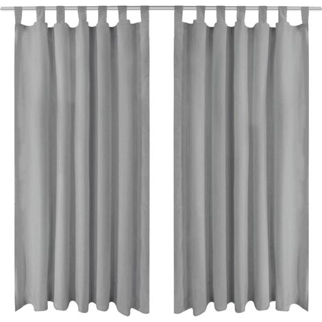 Vorhänge aus Mikro-Satin 2 Stk. mit Schlaufen 140×225 cm Grau vidaXL