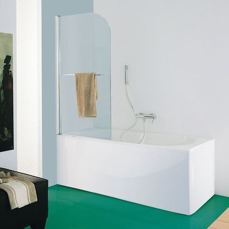 Samo - Pare-bain en verre arrondi 70-72 cm Ht.140 cm profilé chromé brillant transparent - B1670ULUTR