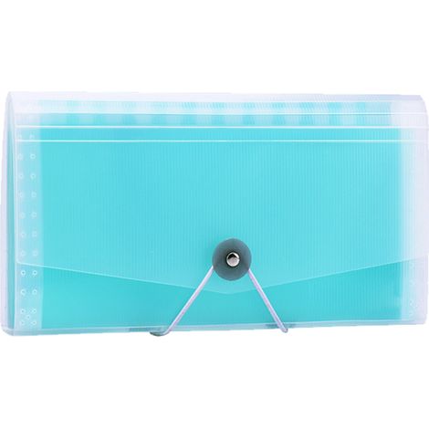 Pochette rétractable en plastique pour une gestion pratique des fichiers, construction monobloc durable, transparente, format lettre A6.