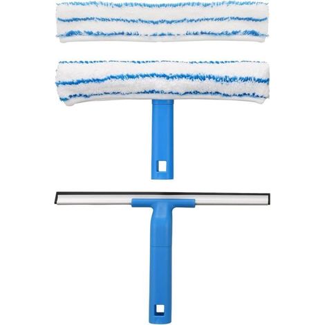 Professioneller Fensterabzieher (30 cm), Fensterreiniger mit Silikonabzieher und Mikrofaserbürste, Fensterreinigungsset für Bad, Dusche, Auto und Fenster (1/5)