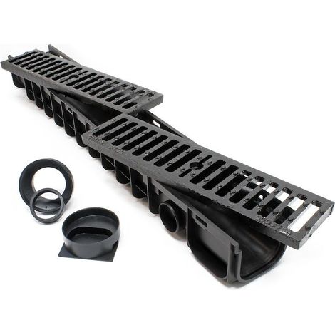 Caniveau 1 mètre avec grille de protection fonte max. 25 tonnes (1/5)