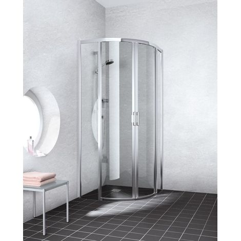 Kermi LIGA quart de cercle C50 900 x 2000mm argent ultra brillant verre trempé transparent (1/5)