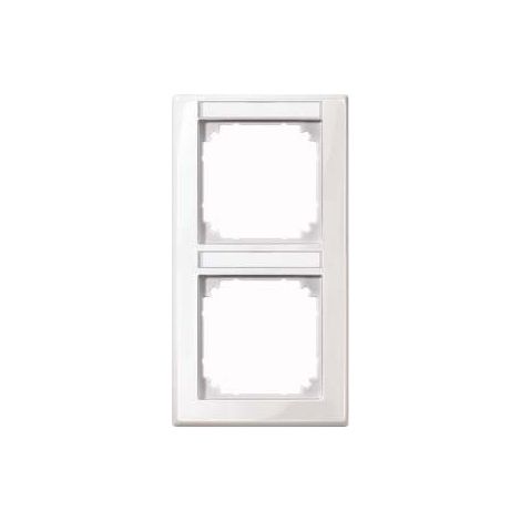 MERTEN 470219 M-SMART CADRE POUR 2 PRISES AVEC ÉTIQUETTE, SENKR. DE MONTAGE BLANC POLAIRE BRILLANT