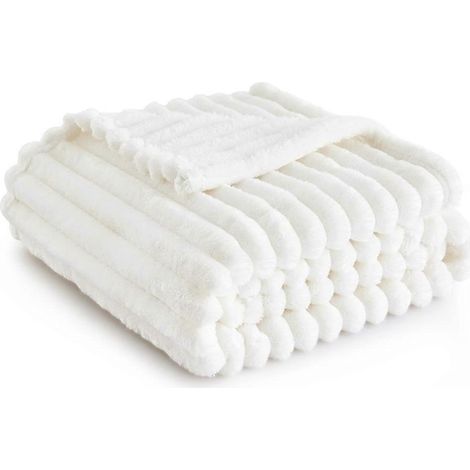 Plaid blanc pour canapé - Couverture douillette pour femmes, plaid mignon pour filles, décoration pour chambre, maison ou dortoir (1/5)