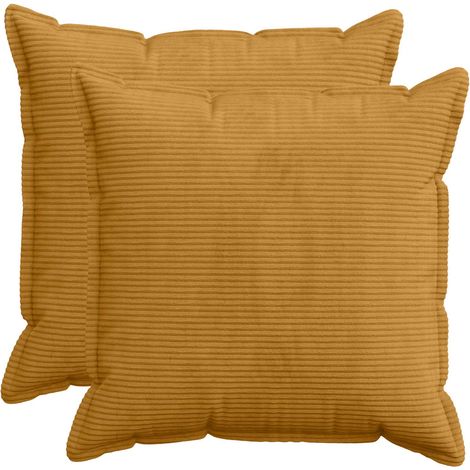 Cushion Cover 2 pcs HOUTEN Yellow 60 x 60 cm Corduroy vidaXL (1/5)