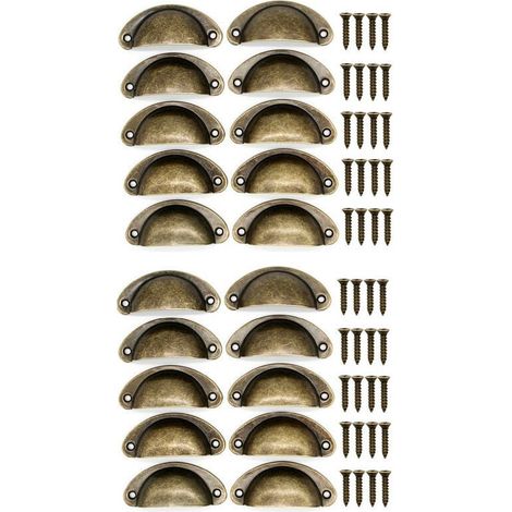 20 poignées de bol couleur bronze, poignées de tiroir vintage, poignées et boutons de porte de placard de cuisine rétro en demi-cercle, porte de meuble