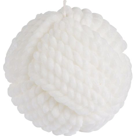Bougie Boule Effet Cordage "Blue Wave" 9cm Blanc