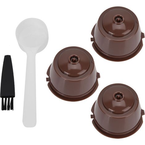 Set mit wiederverwendbaren und nachfüllbaren Kaffeekapseln, Löffel und Bürste (3 Kapseln) (1/5)