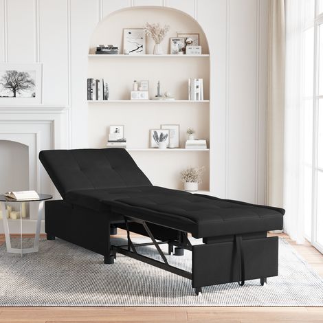 Sofa Bed with Cushion Black 67 x 194 x 82 cm Plywood vidaXL (1/5)
