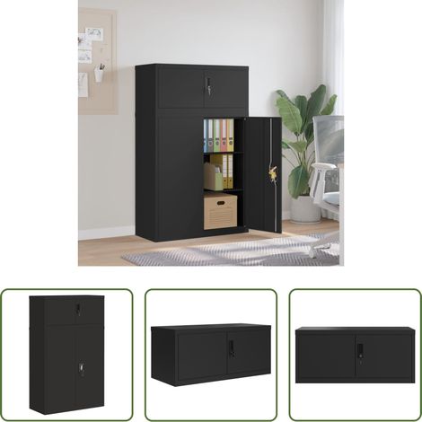 Rangement bureau - Classeur noir 90x40x145 cm acier (1/5)