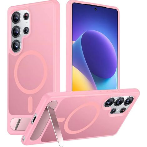 (Rose, Galaxy S26) Coque de téléphone antichoc mate hypoallergénique avec support magnétique pliable élégant (1/5)