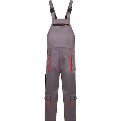 Heavy-duty work overalls with knee pad pockets, multiple pockets, grey (1/4)