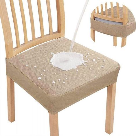 Set moderno di 4 coprisedie jacquard per sala da pranzo, con elastico in vita e sfoderabili, riduce macchie, graffi e schizzi. (1/5)