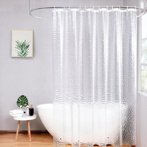 1 Rideau de douche,EVA,design 3D cube d'eau,œillets métalliques,résistant,salle de bain (1/5)