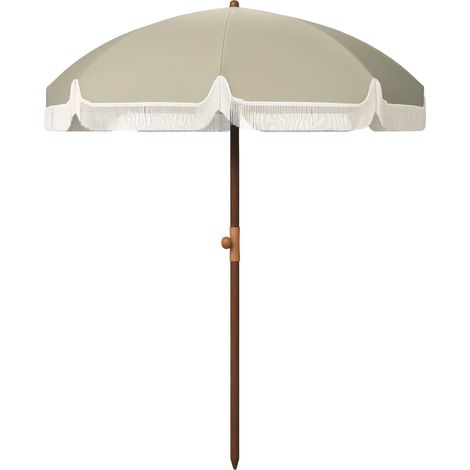 Parasol de plage parasol d'extérieur rond parasol à frange protection UV 40 + avec 8 baleenes vert, parfait pour profiter de l'ombre et de la protection solaire dans votre jardin, sur votre balcon ... (1/5)