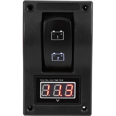 12V DC Voltmeter für Boote mit LED-Anzeige, Dual-Batteriepanel und Wippschalter (Ein/Aus) (1/5)