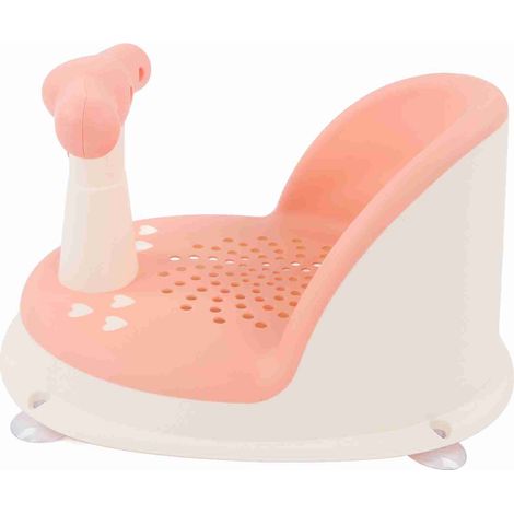 Chaise de douche pour bébé pliable avec poignée amovible douce et souple en polypropylène (PP) hypoallergénique rose (1/5)
