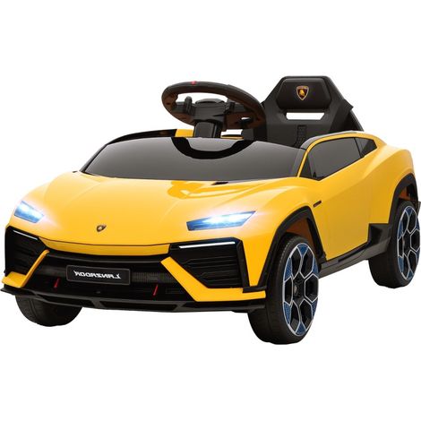 Coche eléctrico infantil, coche deportivo Lamborghini 12V con licencia oficial, mando a distancia 2,4 GHz y suspensión, plástico, amarillo (1/5)