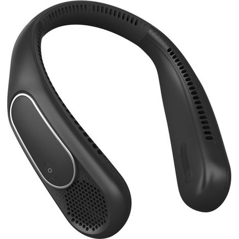 Ventilador de cuello，Ventilador USB con 66 salidas de aire，flujo de aire de 360°，4 velocidades，6000 mAh，recargable por USB，color negro (1/5)