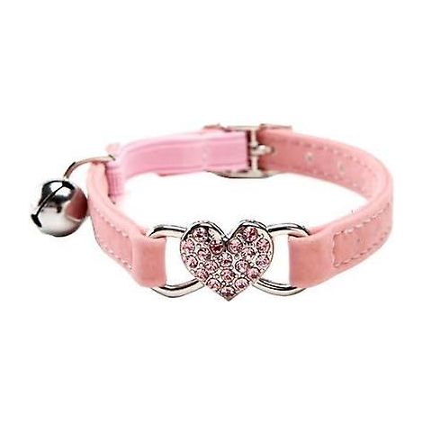 Collier pour chat en velours avec cœur en cristal, ajustable de 20,3 à 28 cm (1/5)