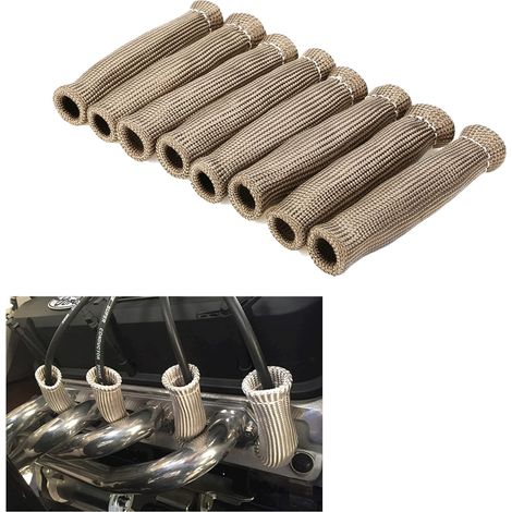Protection de câble d'allumage (8 pièces, fibres de titane) - Gaine isolante thermique pour câbles d'allumage, 2500 degrés, 15 cm (6 pouces) (1/5)