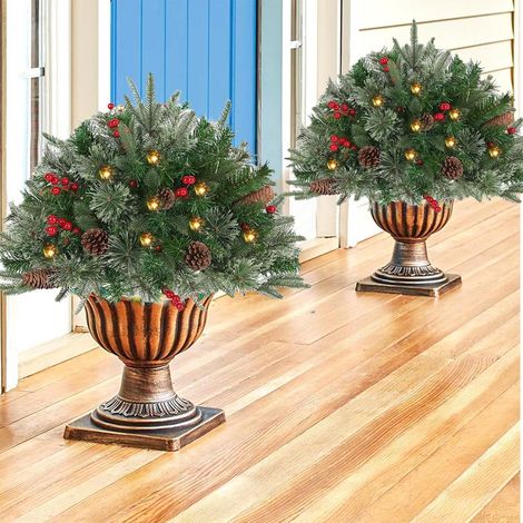 Guirlande De Noël Sans Fil - Guirlande En Forme De Goutte Pour Escalier - Branches Artificielles Avec Baies Et Pins - 60 cm - 1 Pièce (1/5)