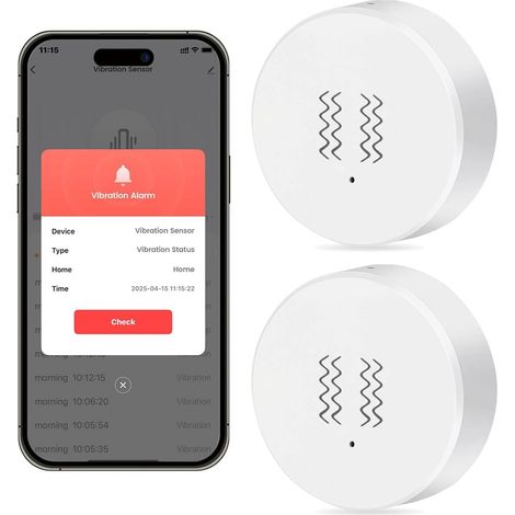 capteurs de Vibrations Alarme de Vibration Zigbee Mini détecteur de bris de vitre sans Fil pour système d'alarme et Porte/fenêtre, Compatible avec Smart Life (1/5)