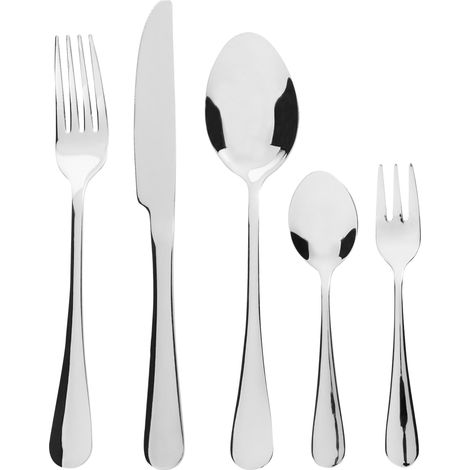 Cubertería moderna conjunto 30 cubiertos para 6 personas cuchillo tenedor cuchara cucharilla tenedor para postre acero inoxidable plateado Fusilli