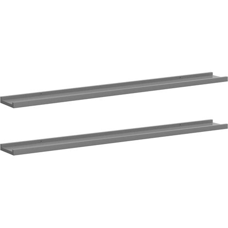 vidaXL Mensole da Parete 2 pz Grigie 100x9x3 cm