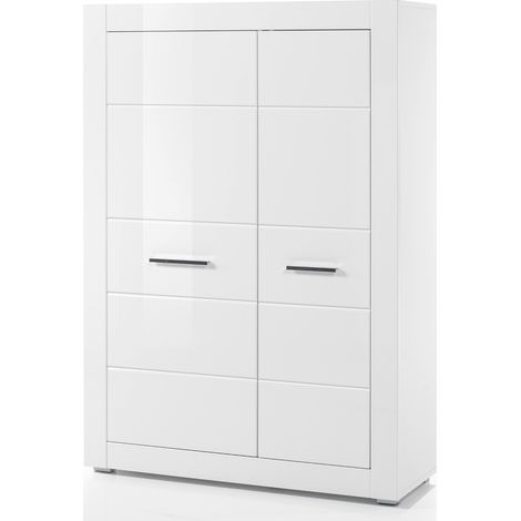 Kommode BALVE-61 modern in weiß Hochglanz BxHxT: 100x142x35cm (1/4)