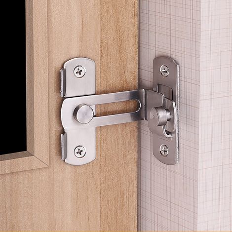 1 Pièces Angle Droit Serrure de Porte Coulissante, Loquet de Porte de Sécurité, Boulons de Verrouillage en Acier Inoxydable, pour La Maison Chambres Jardin Salles de Bains