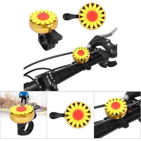Clochette vélo légère et mignonne avec motif fleuri, son cristallin (jaune) (1/5)