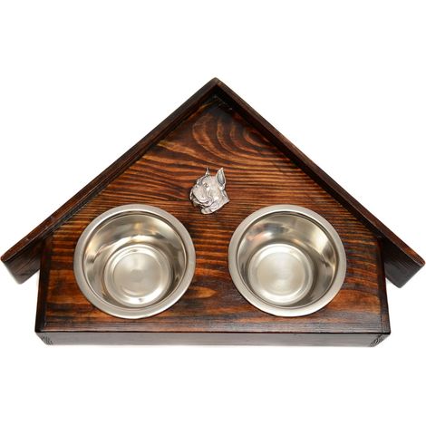 Boxer, Boxer II - supporto in legno con ciotole per cani, ciotole decorative per cani, un regalo per l'adozione di un cane di Art-Dog (1/5)