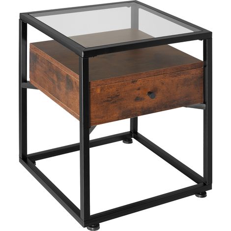 Table de chevet Style industriel 43 x 45 545 cm Bois foncé (1/5)