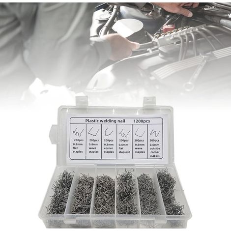Lntyq 1200 Pièces Pare-chocs De Voiture Réparation En Plastique Clous De Soudage Agrafes Chaudes Adéquates Fil De Soudage Réparation Clous Pièces De Réparation Pour Auto (1/5)