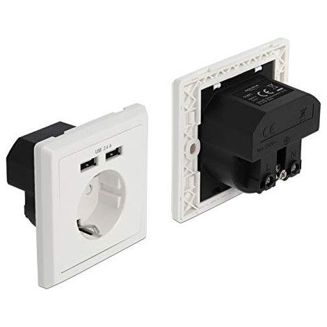 DELOCK EINBAUSTECKDOSE MIT 2 USB LADEPORTS 2.4 A (11471)