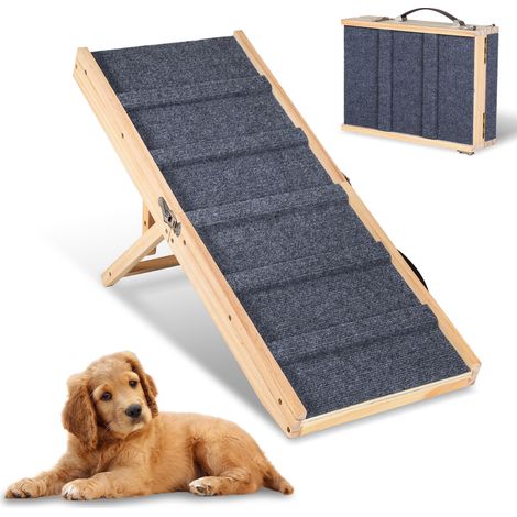 Randaco Rampe pour chien pliable en bois, Rampe pour animaux domestiques 4 niveaux Réglable de 19,5 cm à 41 cm