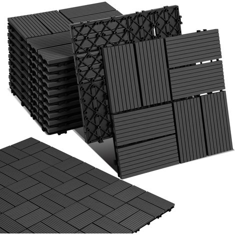 Wolketon WPC Terrassenfliesen 30x30 cm Anthrazit 33 Stück 3 m² Klickfliesen Garten Balkon (1/5)