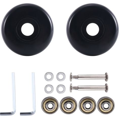 Roues de Rechange pour Valise à Bagages 55 Mm X 18 Mm, Roulettes Pivotantes en PU, Roulements Acier au , Kits RéParation, Noir (1/4)