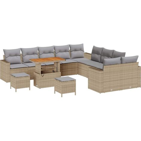 Maison Exclusive - Set Divano da Giardino 17 pcs Beige e Grigio Chiaro polyrattan