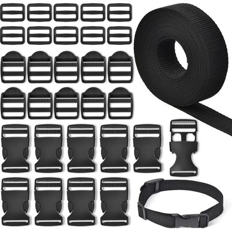 10m Sangle Sac a Dos 30mm et 30 Pièces Boucles en Plastiques Attache Sangle pour Sac à Dos, DIY Artisanat, Tente, Sac à Dos Enfant, Collier de Chien (1/5)