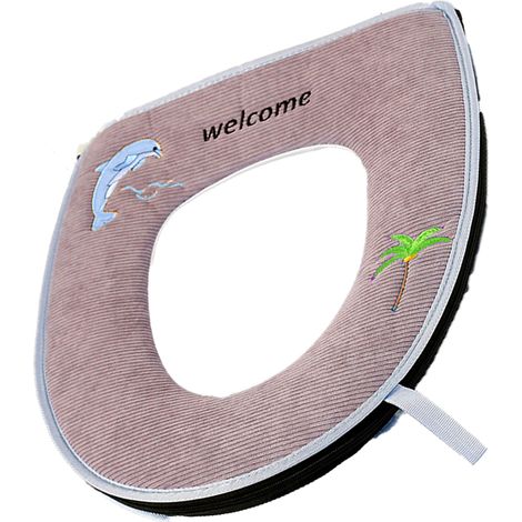 Tapis De Siège De Toilette - Rembourré Doux Et Chaud - Adapté À La Plupart Des WC - Fermeture Éclair Intégrée - 1 Pièce (1/5)