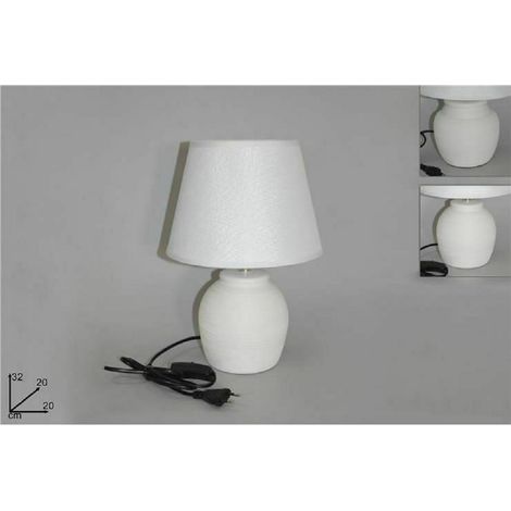 TRADE SHOP - Lume Lampada Abat Jour Comodino Comò 32cm Luce Bianca Pietra Moderna Ln002534 -