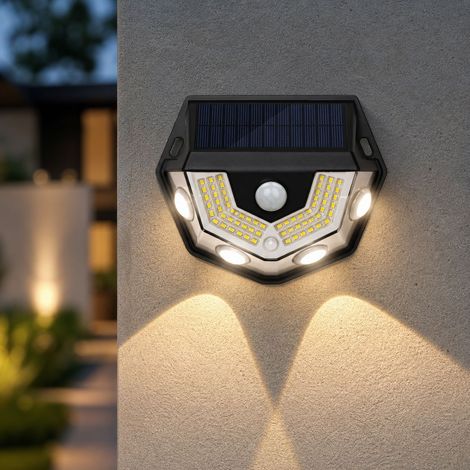 Applique Solaire Extérieure LED 58 Leds, Détecteur de Mouvement IR, Étanche IP64, Double Couleur Blanc Chaud/Blanc Froid, Sans Fil pour Jardin Terrasse (1/4)