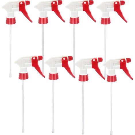 Lot de 8 buses de rechange universelles pour flacons pulvérisateurs, pulvérisateur à gâchette pour flacons de 473 ml, 710 ml et 946 ml, tête de brumisateur robuste pour solutions de nettoyage (rouge)