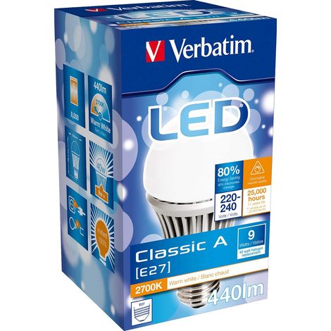 VERBATIN - LAMPADA LED CLASSIC A E27 2700K 440 LM 9W WARM WHITE