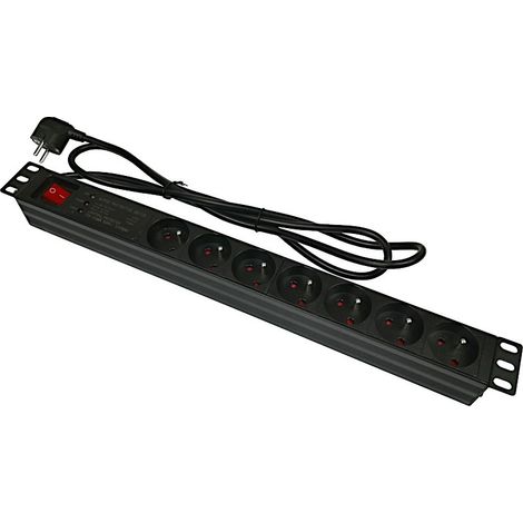 Multiprise 230 V, format rack 19", 7 prises, câble de 1,8 m, interrupteur et filtre, 10 kVA (1/3)